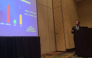 During the 15th International Fragile X Conference, Dr. Gary E. Martin presented findings from a study examining conversational skills of boys and girls with fragile X syndrome with and without autism, as well as children with autism without fragile X syndrome, Down syndrome, and typical development.